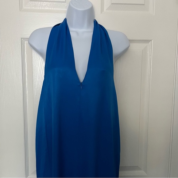 NEW ZARA Blue Flowing Satin Effect Jumpsuit - Picture 7 of 12